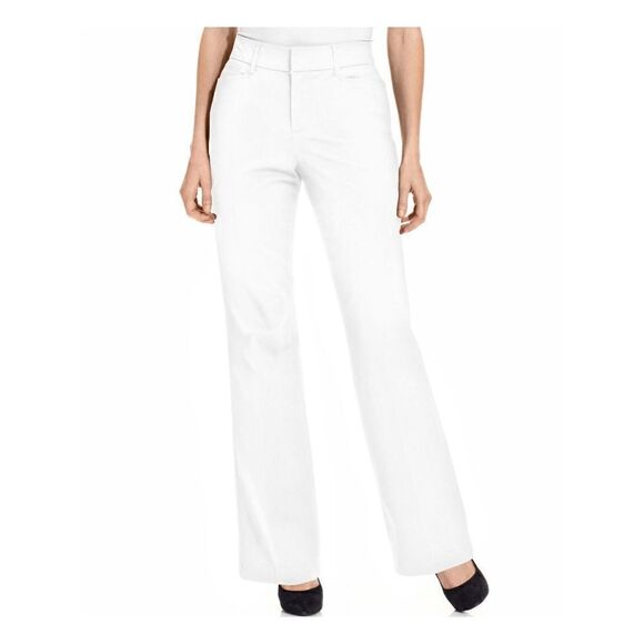 JM COLLECTION Women's White Trouser Straight leg Pants 10 - Picture 1 of 6